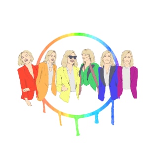 Cate Blanchett - Rainbow Pride Flag with Watercolour T-Shirt