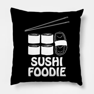 Sushi Foodie in White Text Pillow