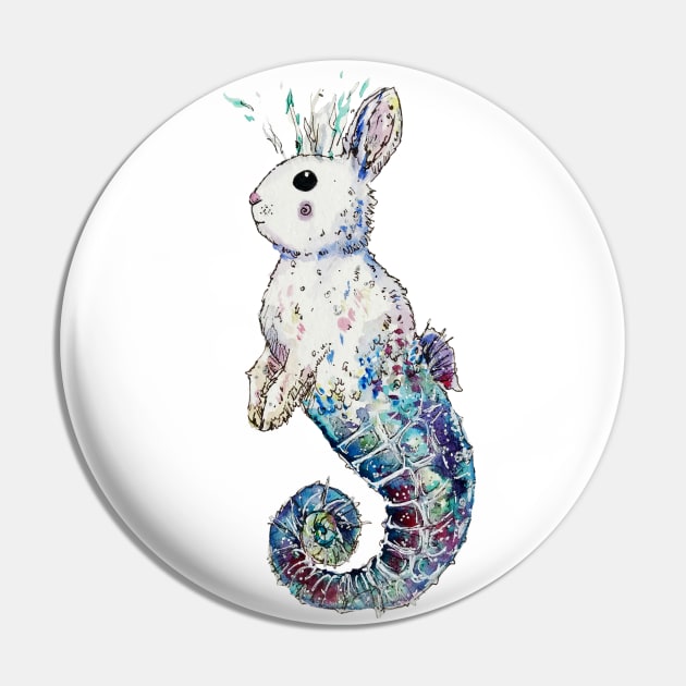 Seahorse Mermaid Bunny Pin by aquabun