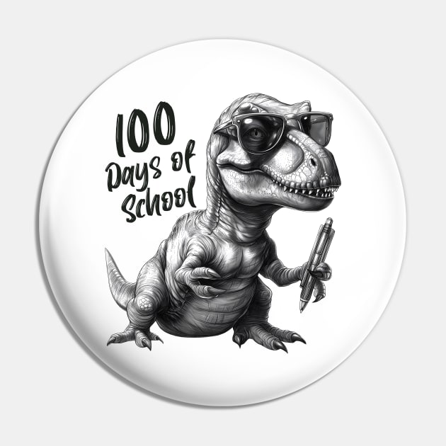 100 days of school T-Rex With Glasses Pin by Hobbybox