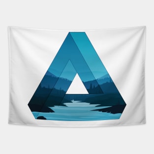 Artistic Geometric Triangle With A Calm Forest Scene Tapestry