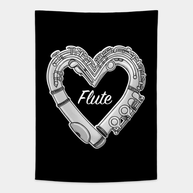 Love Flute Heart-Shaped Doodle For Flutists Tapestry by doodlerob