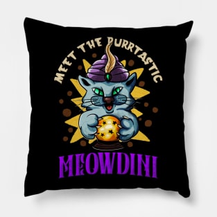 Meowdini Funny Cat Magician Fortune Teller Cat Fun Pillow