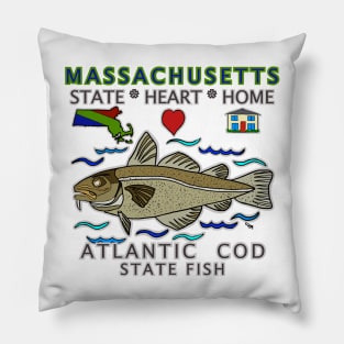 Massachusetts - Atlantic Cod - State, Heart, Home - State Symbols Pillow