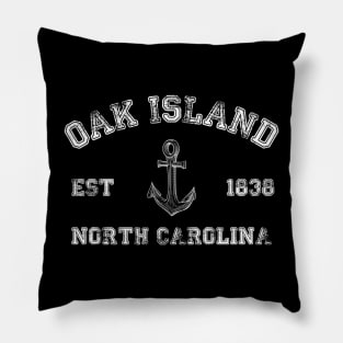 Oak Island, North Carolina Vintage Nautical Anchor Retro Pillow