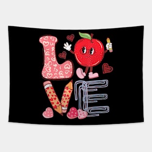 Valentine Day Love Groovy Teacher Teaching Apple Tapestry