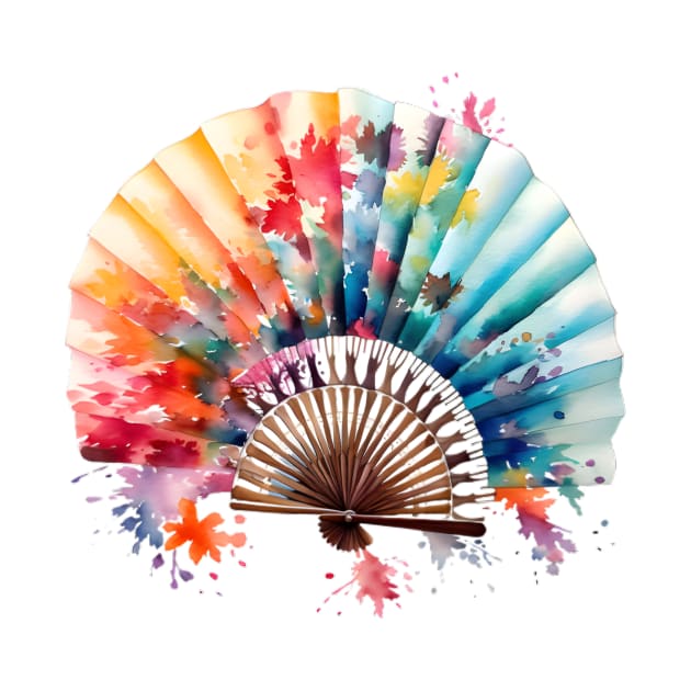 Beautiful Watercolor Chinese Fan by The Charming Corner