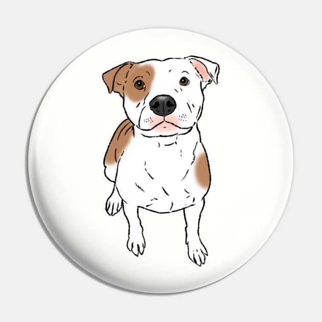 White Pitbull with Spots, Sitting Pittie Pin by sockdogs