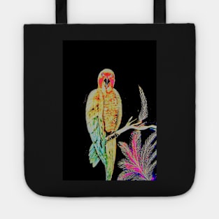 LUSTRE TROPICAL PARAKEET ON BLACK Tote