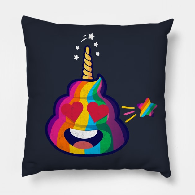 Cute & Magical Rainbow Unicorn Poop Emoji - Birthday Gift Pillow by Adamita