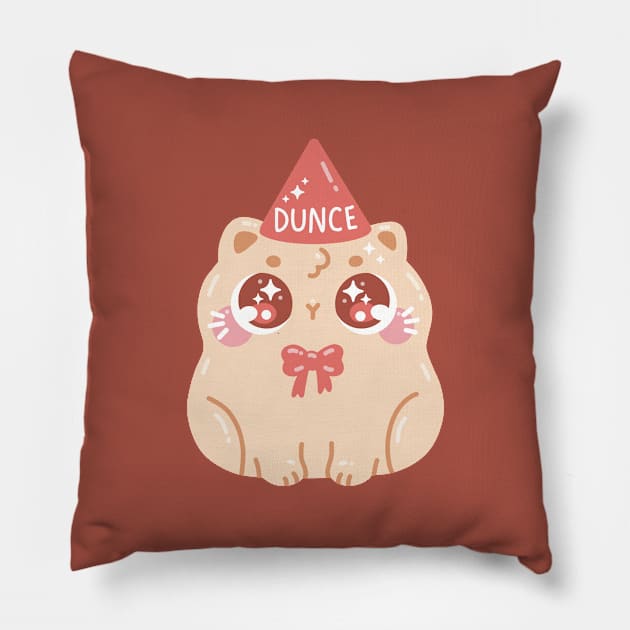 Dunce Cute Funny Cat Art Pillow by Sweetums Art Shop