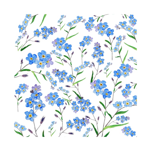 blue forget me not pattern by colorandcolor