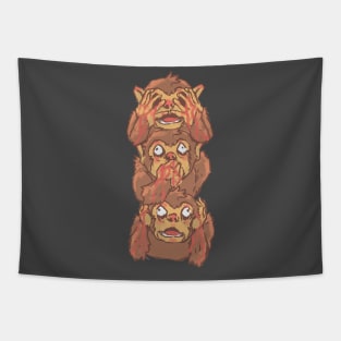 three monkeys joking Tapestry