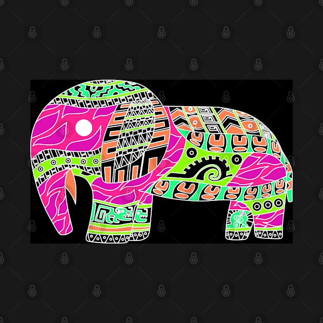 elephant in rainbow folk arts ecopop by jorge_lebeau