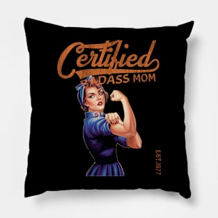 Certified Badass Mom (distressed) Pillow