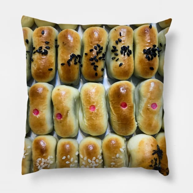 Rows of Chinese moon cake texture background Pillow by FOGSJ