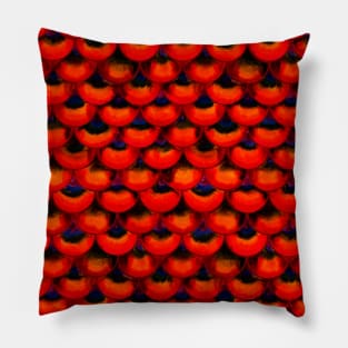 Red Seigaiha Japanese wave Dragon scale pattern Pillow