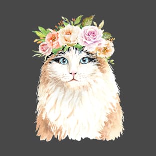 Cat with Beautiful Flower Crown T-Shirt