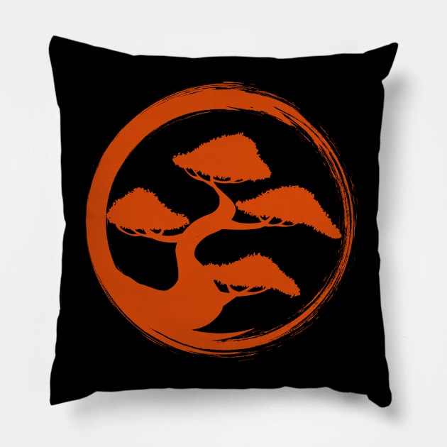 Enso Circle And Bonsai Tree Pillow by HobbyAndArt