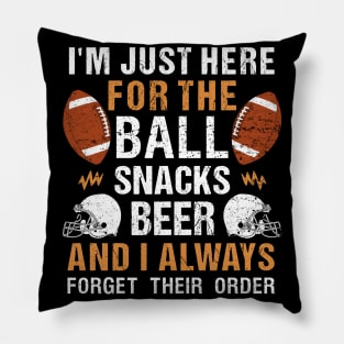 Just Here For Snacks Beer - Ball Funny Football Pillow