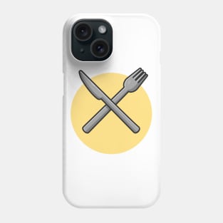 Fork And Knife Cartoon Vector Icon Illustration (2) Phone Case