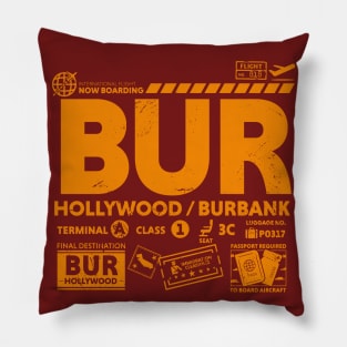 Vintage Hollywood Burbank BUR Airport Code Travel Day Retro Travel Tag California Pillow