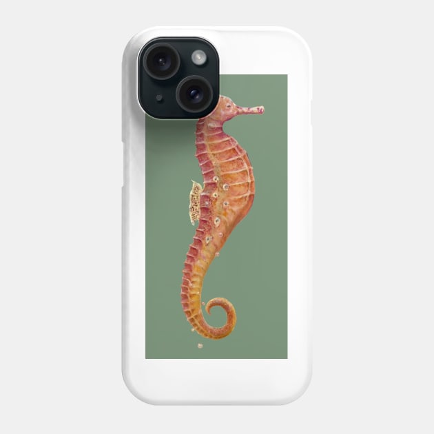 Seahorse (Dark Kaki Green) Phone Case by RealZeal