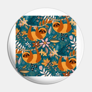 Happy Boho Sloth Floral Pin