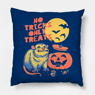 Halloween Possum | No Tricks Only Treats | Blue BG Pillow