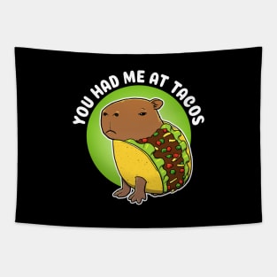 You had me at tacos Cartoon Capybara Taco Tapestry