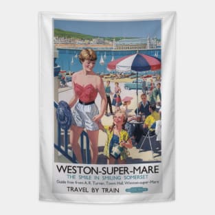 Weston-Super-Mare, Somerset - BR,WR - Vintage Railway Travel Poster - 1952 Tapestry