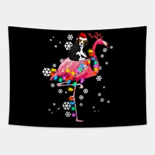 Beagle riding Flamingo Christmas Tapestry