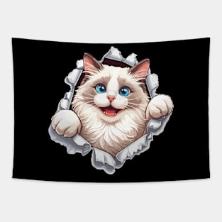 Funny Cut Out Cat Selfie Tapestry