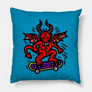 Devil on a skateboard Pillow