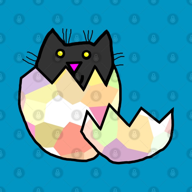 Black Cat Hatching from Easter Egg as Kitten by ellenhenryart