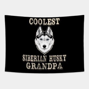 Coolest Siberian Husky Dog Grandpa Tapestry