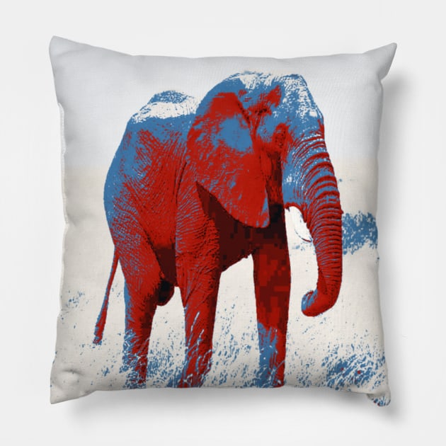 African Elephant Shirt | Pop Art Red and Blue Elephant design Pillow by DesignsbyZazz