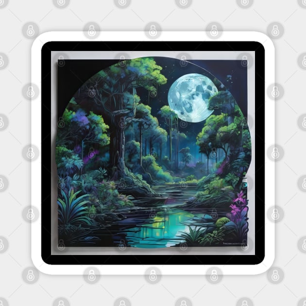 Lunar Neon Jungle (623) Magnet by WASjourney