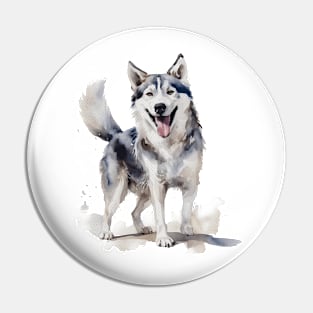 Husky Watercolor Style Pin