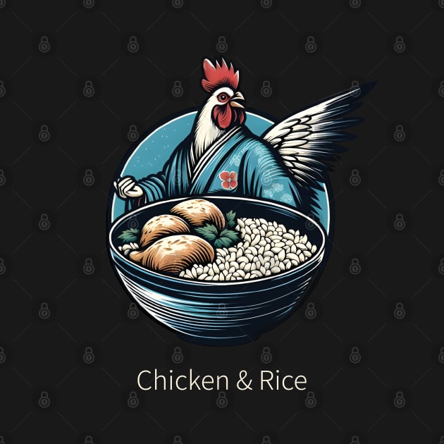 Chicken and Rice Samurai Japan by ThesePrints