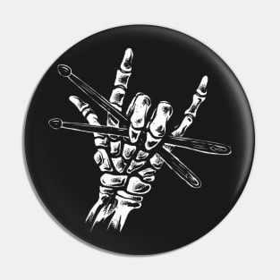 Skeleton with drumsticks Pin