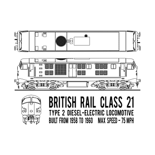 British Rail Class 21 Type 2 Diesel Electric Locomotive Train Blueprint Diagrams Gift T-Shirt