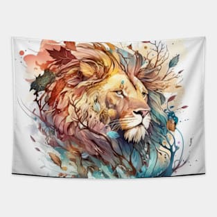 Lion Portrait Animal Painting Wildlife Outdoors Adventure Tapestry