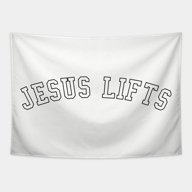 Jesus Lifts - Bold - White with Black Outline Tapestry by JesusLifts