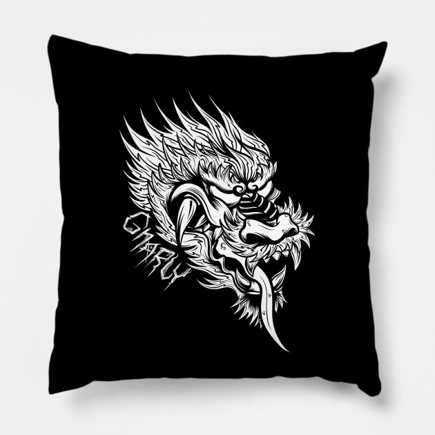 Gnarly Dragon Pillow by stuffofkings