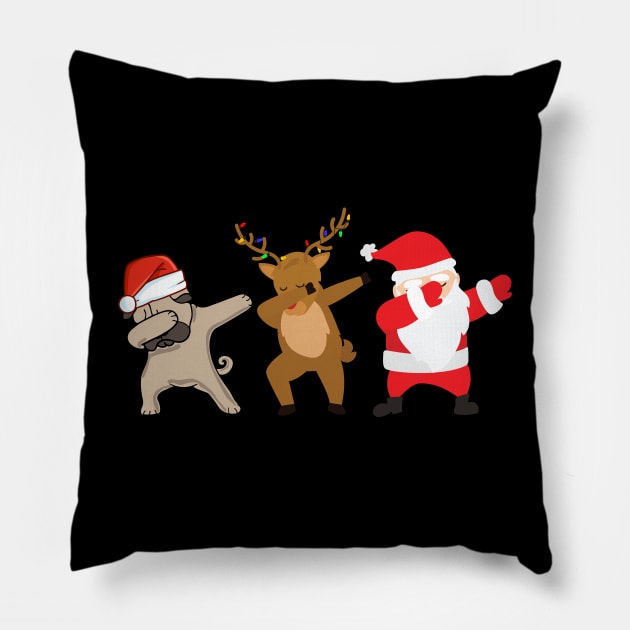 santa pug reindeer dabbing for christmas Pillow by Mced