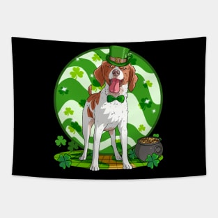 Brittany Dog St Patricks Day Leprechaun Tapestry