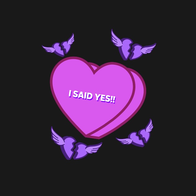 I SAID YES valentine heart with broken wing hearts by ShadowCreekCrafts