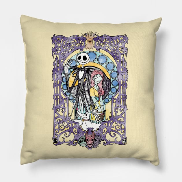 Jack and Sally, King and Queen, Nightmare before Christmas Pillow by JDVNart