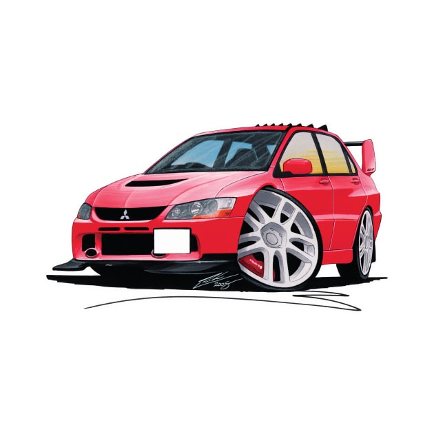 Mitsubishi Evo IX Red Caricature by y30man5